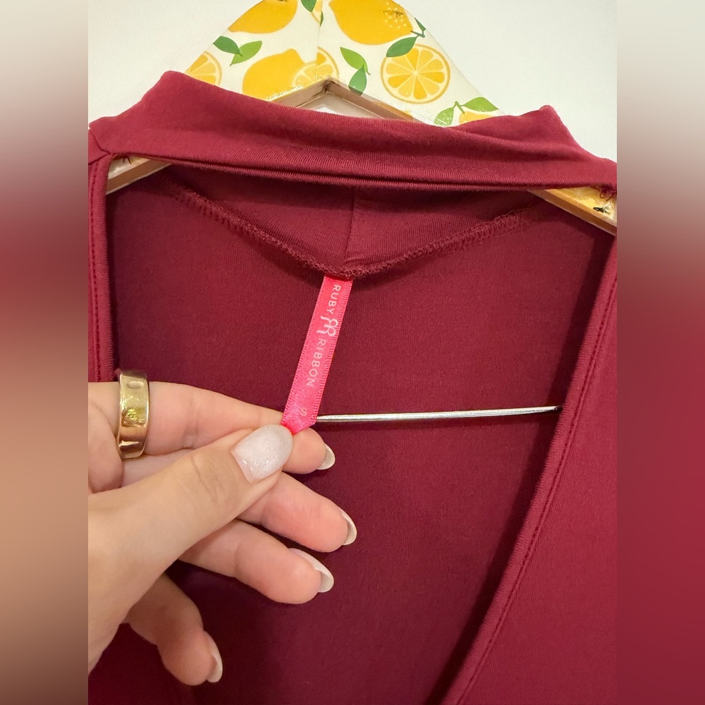 Ruby Ribbon Deep Red Long Sleeve Top - Picture 2 of 4